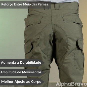 Calça Tática Verde Oliva Masculina Rip Stop AlphaBravo